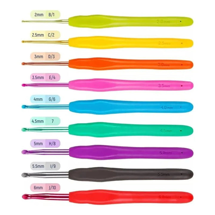 Set De 9 Crochet Con Mango De Silicona Ergonomico - Baúl de Ayün