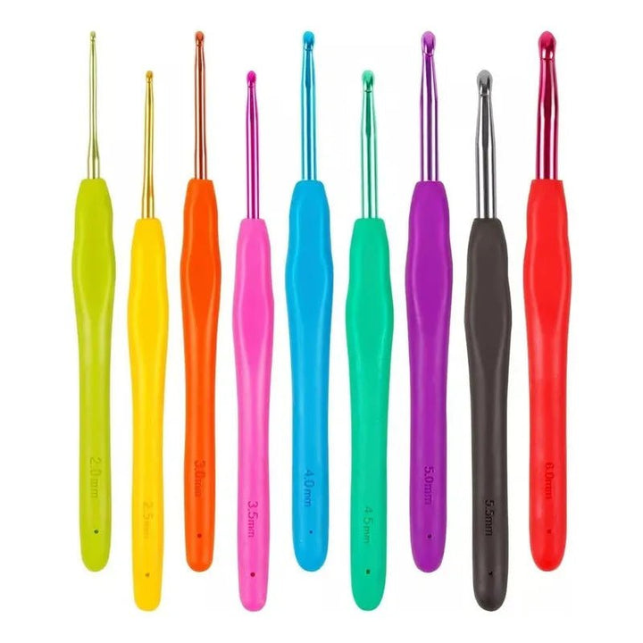 Set De 9 Crochet Con Mango De Silicona Ergonomico - Baúl de Ayün