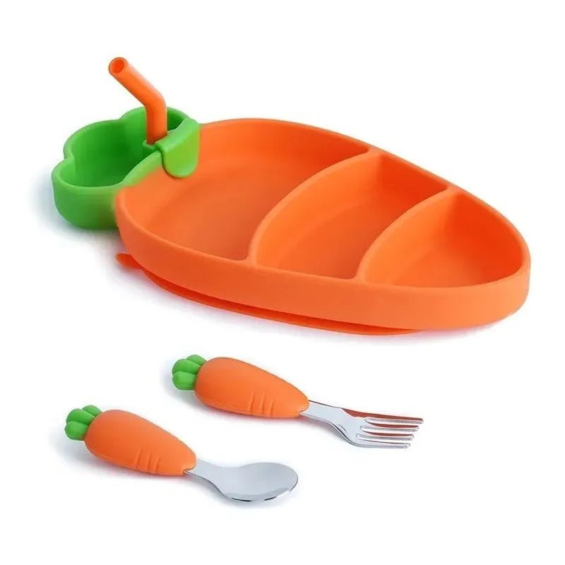 Set De Alimentación Silicona Bebé Plato Cubierto Y Bombilla - Baúl de Ayün