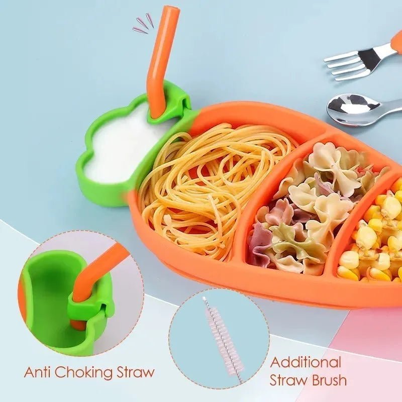 Set De Alimentación Silicona Bebé Plato Cubierto Y Bombilla - Baúl de Ayün