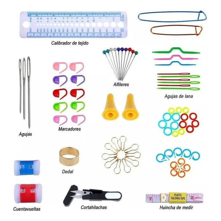 Set De Crochet Completo 100 Piezas - Accesorios Y Estuche - Baúl de Ayün