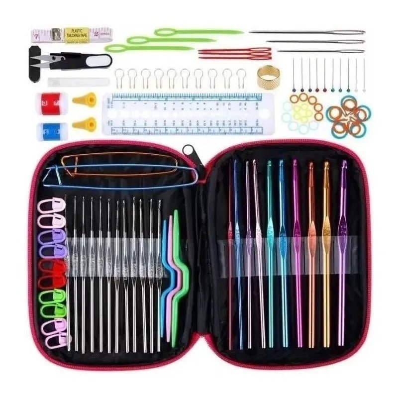 Set De Crochet Completo 100 Piezas - Accesorios Y Estuche - Baúl de Ayün