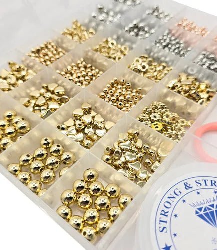 Set De Mostacillas Metalizadas Dorado Cobre Para Pulseras - Baúl de Ayün