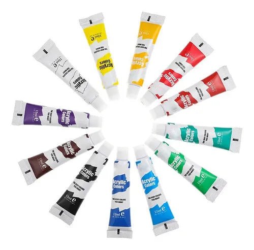 Set De Pintura Acrílica 12 Colores 12ml - Baúl de Ayün