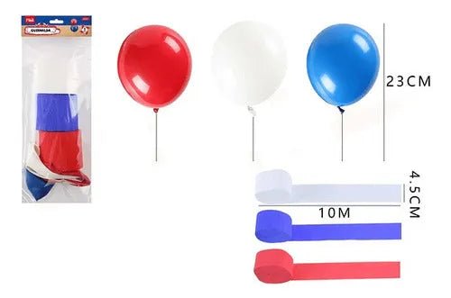 Set Decoracion Fiestas Patrias Globos + Festón 4.5cm X 10m - Baúl de Ayün