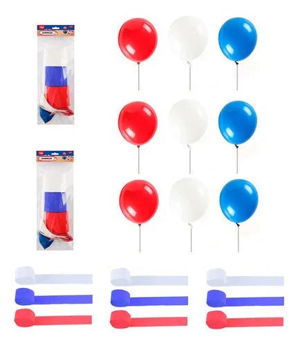 Set Decoracion Fiestas Patrias Globos + Festón 4.5cm X 10m - Baúl de Ayün