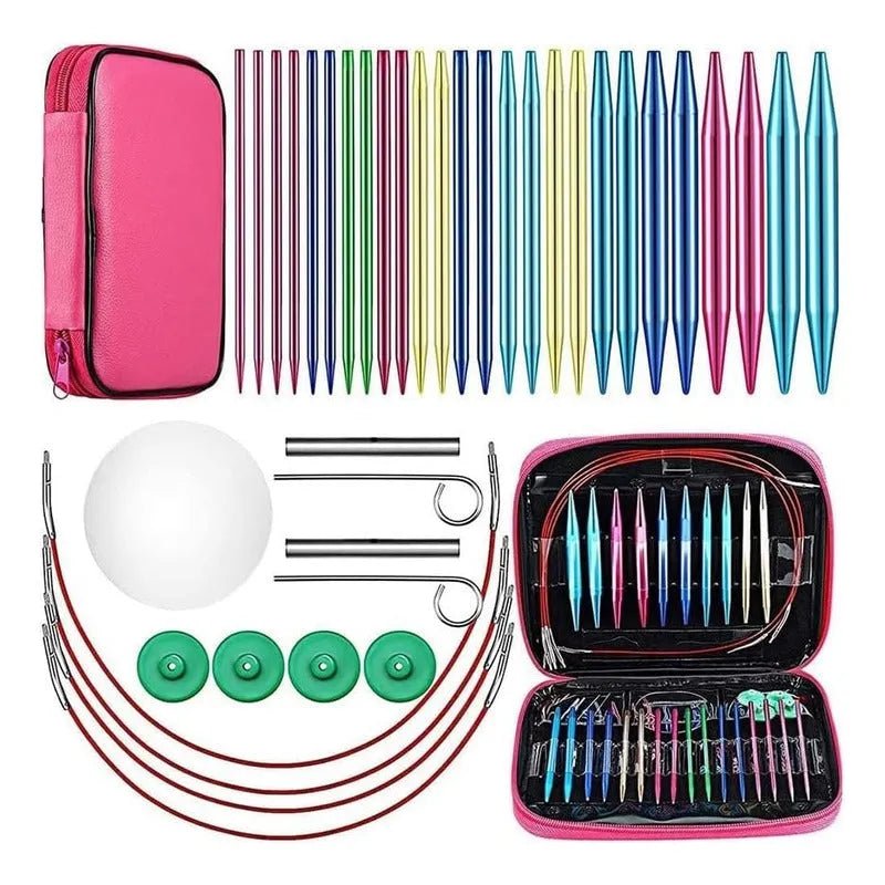 Set Estuche Palillos Circulares Intercambiables Y Accesorios - Baúl de Ayün