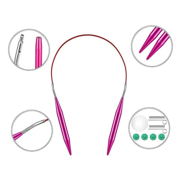 Set Estuche Palillos Circulares Intercambiables Y Accesorios - Baúl de Ayün