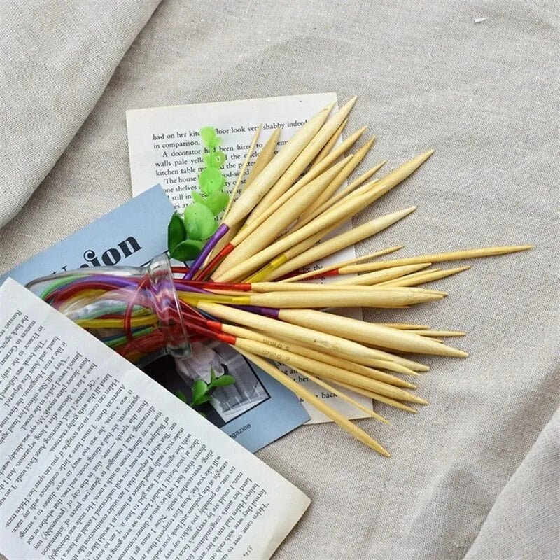 Set Palillos Circulares Bambu 36 Pares 40 Y 80cm Largo Total - Baúl de Ayün
