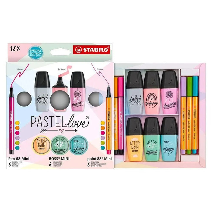 Stabilo Boss - Set mini Destacadores y Tiralíneas Pastel Love 