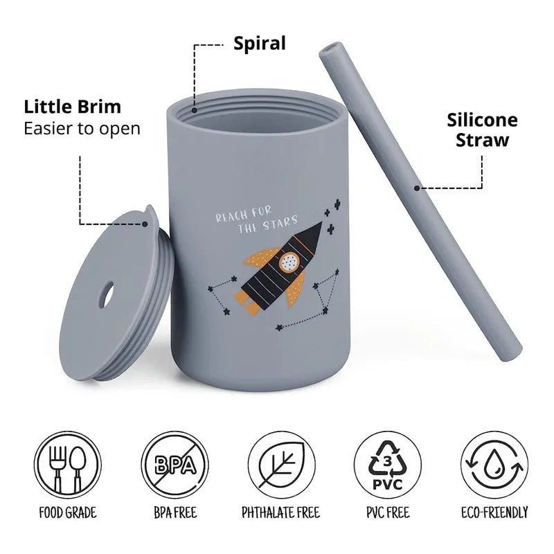 Vaso Taza De Silicona Para Bebes Con Bombilla Y Tapa - Baúl de Ayün