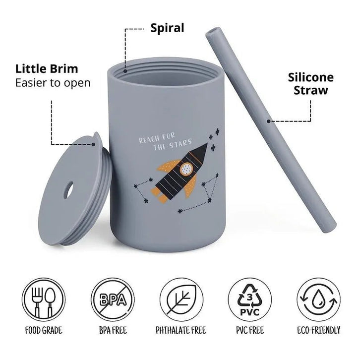 Vaso Taza De Silicona Para Bebes Con Bombilla Y Tapa - Baúl de Ayün