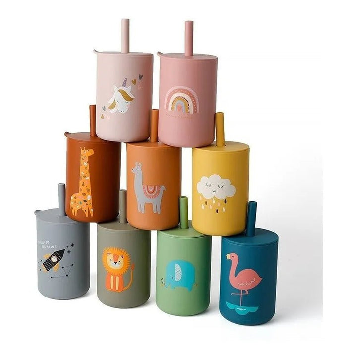 Vaso Taza De Silicona Para Bebes Con Bombilla Y Tapa - Baúl de Ayün